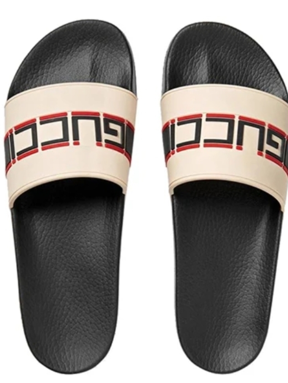 Gucci Stripe Rubber Pool Slide in Ecru Style 522884 Size 38 Women's 8 - Picture 3 of 15